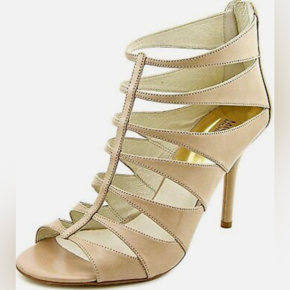 Michael Kors Mavis Open Toe Nude Sandals (4” heel) size 9.5